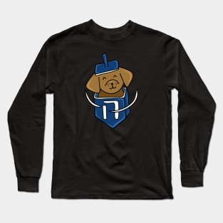 Hanukkah Dog in a Dark Blue Dreidel, made by EndlessEmporium Long Sleeve T-Shirt